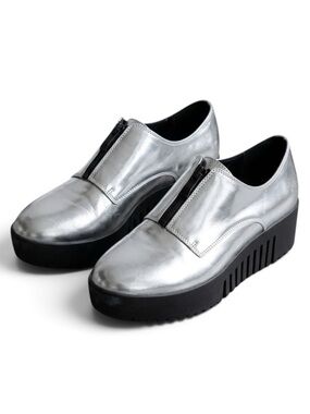 Opening Ceremony Silver Grunge Zip Platform Oxford Spectator Shoes EU 39 US 9